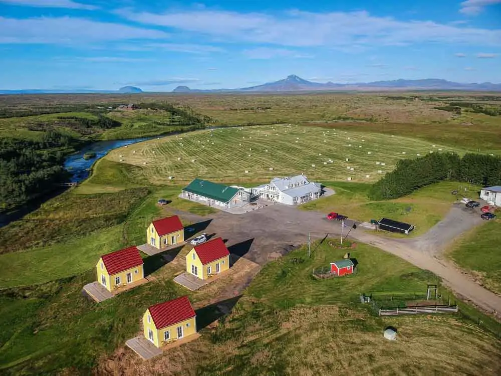 L’hôtel Laekur en Islande vu du ciel