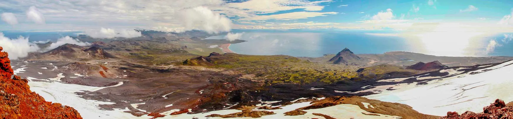 Sublime vue panoramique depuis le glacier Snaefellsjökull en Islande