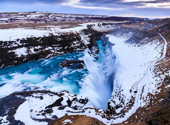 Vue aérienne de Gullfoss en Islande