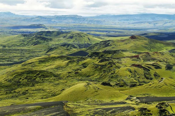 Les cratère de Laki aux environs de Kirkjubaejarklaustur en Islande