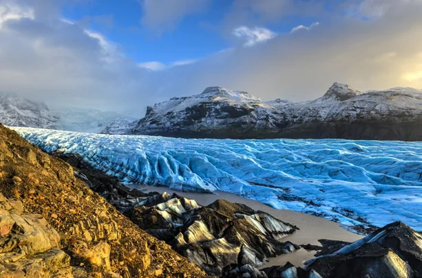 Le glacier Skaftafellsjökull à Skaftafell en Islande