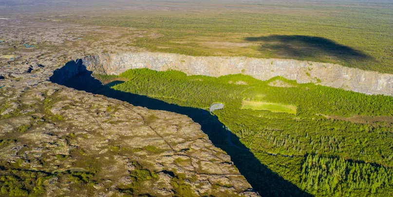 Le canyon d'Asbyrgi en Islande, en forme de fer à cheval